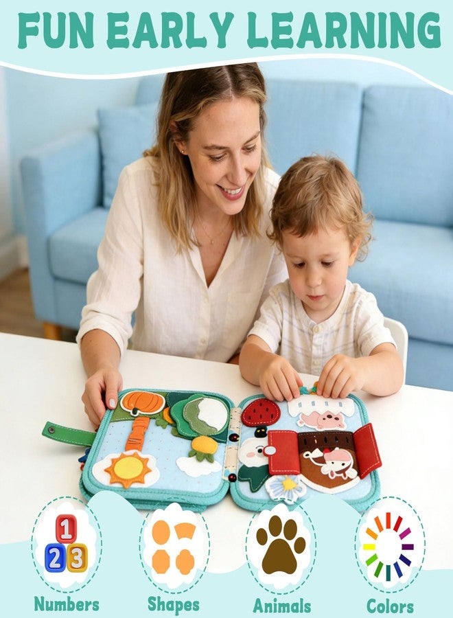 NUOLUTH Busy Book for Toddlers 1-3,Felt Board for Toddlers 1 2 3 Quiet Book Airplane Travel Toys, Sensory Early Learning Educational Toy, Road Trip Activity Books, Birthday Gifts (Pure Little Calf) - Image 5